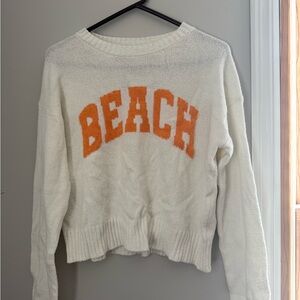 White and Orange Beach Sweater